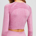 Miniatyrbillede 3 af 11: Yoga Sæt Fitness Sportsdragter Træningsdragt Top Højtaljede Leggings Til Kvinder Pink set M