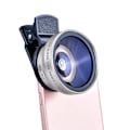 Miniatyrbillede 1 af 9: 2 I 1 Linse Universal Clip 37mm Mobiltelefon Linse Professionel 0.45x 49uv Super Vidvinkel + Makro HD Linse Til iPhone Android Silver