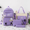 Miniatyrbilde 1 av 11: 5 stk Sett Ryggsekker For Student Skoleveske For Jenter Multifunksjonelle Skoleryggsekker Håndveske Stor Kapasitet Jenters Pennal 4pcs Purple