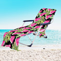 Miniatyrbillede 1 af 11: Tropiske Planter Mikrofiber Strandstol Betræk Håndklæde Med Lomme Udendørs Hurtigtørrende Bærbar Have Pool Loungestol Tæppe 23 73x210cm