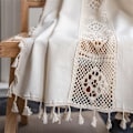 Miniatyrbillede 2 af 9: Amerikansk hæklet gitter patchwork gardin tryk solskærm perforeret frit stue soveværelse køkken krog vinduesgardin Hook W150CMxH280CM 1PC