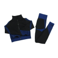 Pikkukuva 1 / 11: Joogasetit Pitkähihainen Paita+Urheiluliivit+Saumattomat Leggingsit Treenaus Juoksu Vaatteet Kuntosalivaatteet 2pcs Black Blue L