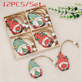 Miniatyrbild 1 av 11: 9/12 st Jul Tomte Trähänge Ängel Jultomte Julgranshänge Dekorationer Navidad Gott Nytt År 2024 C-02 (12-piece set)