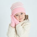 Miniatyrbilde 2 av 11: Hatt og hanskesett for gutter og jenter, stripet ullue, varmt hanskesett, todelt sett M size navy blue green stripes