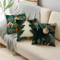 Miniatyrbild 4 av 11: Merry Xmas Prydnadskuddar Överdrag 40/45/50cm Julgran Snögubbe Ornament Bollar Kuddfodral för Soffa Vardagsrum Heminredning 50cm x 50cm 04