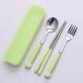 Miniatyrbilde 9 av 11: Kattpote Servisesett Keramisk Rustfritt Stål Bestikk Spisepinner Skje Gaffel Bærbart Servisesett Green Cat's Paw spoon Fork
