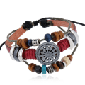 Miniatyrbillede 6 af 7: Retro Personlighed Okse Læder Armbånd Moderigtigt Temperamentfuldt Allround Perlebesat Læder Armbånd Nyt Armbånd Fabriksforsyning White pigu copper parts