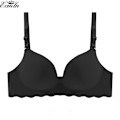 Miniatyrbild 1 av 5: Seamless BH med vågigt mönster i ett stycke för dam, plus size, push up-bralette, lätt och andningsbar underkläder Black 38/85BC