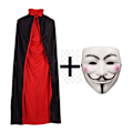Pikkukuva 1 / 5: Halloween Naamiaisviitta Maski V for Vendetta Cosplay Asut Viitat Viitta Maski Puku style3 140cm cloak