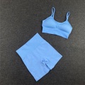 Pikkukuva 1 / 11: Jooga Rintaliivit Crop top Urheiluliivit Treenausasu Saumaton Polyesteri Kuntosalisetti 2pcs Blue M