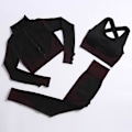 Miniatyrbild 8 av 11: Yoga Set Träningskläder gym fitness för damer träningsdräkt 3 Pcs set Wine red M