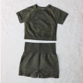 Miniatyrbild 9 av 11: Yoga Set Träningskläder Sportset Gymkläder Träningsoverall Högmidjade Leggings För Kvinnor wine red shorts set M