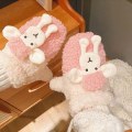 Miniatyrbillede 11 af 11: Bjørn Broderi Bløde Plys Handsker Kvinder Vinter Varme Tykke Fingerløse Vanter Piger Studenter Udendørs Varmer Gaver Håndbeskyttere A pink One Size