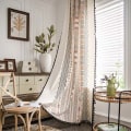 Miniatyrbillede 6 af 6: Nye gardiner i boheme-stil til stue, soveværelse, køkkenindretning, bomuldslinned, trykt stof, skygge, karnapgardin Beige W150xH280cm