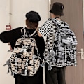 Miniatyrbild 4 av 6: Skolväska mode skolryggsäck för tonårspojkar cool vattentät lättvikts rese-ryggsäck högskola stor bokväska Grey Backpacks