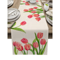Miniatyrbild 7 av 11: Blå Tulpan Bordslöpare för Matbord Köksinredning Fläckresistent Matbordsduk Rektangulär Bordslöpare 150-33cm 59-13inch LXM10482