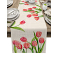 Miniatyrbillede 7 af 11: Blå Tulipan Bordløber til Spisebord Køkkenindretning Pletafvisende Spisebordsdug Rektangulær Bordløber 180-33cm 70-13inch LXM11245