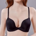 Pikkukuva 4 / 5: Seksikkäät Push Up -rintaliivit Saumattomat alusvaatteet naisille Kaarituelliset Bralette Syvä V-aukkoinen rintaliivi Yksivärinen seksikäs alusasu B C -kuppi Beige 38C
