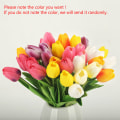 Miniatyrbilde 5 av 11: 10 stk. kunstige blomster hagetulipaner ekte berøringsblomster tulipanbukett dekor Mariage for hjemmebryllupsdekorasjoner falsk blomst G-yellow  tulip