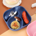 Pikkukuva 4 / 11: Vauvan haarukka ja lusikka integroidulla silikageelikiinnikkeellä taaperon ruokailuun tarkoitettu lautanen lasten astiasto Curved spork-color box package-Red