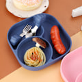 Pikkukuva 4 / 11: Vauvan haarukka ja lusikka integroidulla silikageelikiinnikkeellä taaperon ruokailuun tarkoitettu lautanen lasten astiasto Straight spork-color box package-Red