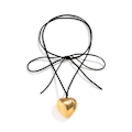 Miniatyrbilde 5 av 11: Goth Svart Fløyel Stort Hjerte Anheng Choker Halskjede for Kvinner Elegant Vev Knute Sløyfe Justerbart Kjede Nyttårs Smykker Waxy Thread Silver