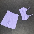 Miniatyrbilde 1 av 11: Yoga Sett Topper Og Leggings Treningsklær Aktive Klær For Kvinner Purple short S