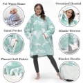 Miniatyrbilde 2 av 11: Oversized Teppehettegenser Dame Vinter Hette Wearable Familie TV-teppe Med Ermer Sherpa Fleece Sweat Plaid Hoody Genser Zebra ONE SIZE
