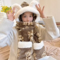 Pikkukuva 1 / 8: Talvinen Korealaistyylinen Söpö Karhuhattu Kolmiosainen Setti Paksu Tuulenpitävä Lämmin Huivi Kolmiosainen Setti Yksiosainen Hattu Bear khaki three-piece set