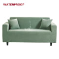 Miniatyrbild 1 av 11: Elastiskt Vattentätt Sofföverdrag Enfärgat Hög Stretch Överdrag Allomfattande Elastiskt Sofföverdrag Soffskydd för Vardagsrum Green1 3-seater 190-230cm