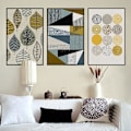 Miniatyrbild 1 av 5: Wekity Löv och Geometri Väggkonst Canvas Print Affisch, Enkel Abstrakt Konst Ritning Dekor för Hem Vardagsrum Sovrum Kontor och Barnrum (Se