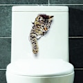 Pikkukuva 1 / 5: 3 3D Kissa Tapetti Kylpyhuoneen WC:n Olohuoneen Sisustamiseen