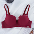 Miniatyrbild 1 av 4: Plus Size Dam Seamless Ice Silk BH Letter Print BH Push Up Tank Top Mode Lingerie Bralette Sov-BH Bekväma Underkläder Wine red 38/85