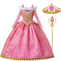 Pikkukuva 10 / 10: Prinsessa Ruusunen tyttöjen prinsessamekko lasten naamiaisasu cosplay Aurora ylellinen puku Halloween karnevaali verkkokangasvaatteet 3-4T (Tag 110) Aurora Set 6