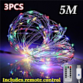 Miniatyrbillede 1 af 11: 3 STK Stjerneklart Romantisk LED Gardinlys til Juletræ/gave/Hjem/Guirlande/Dekoration Multicolor YK-5M-3PCS