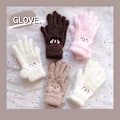 Miniatyrbillede 2 af 7: Vinter Plys Søde Pige Handsker Varme Fingerhandsker Broderi Blush Bjørn Uld Vanter Studenter Kolde Udendørs Cykelhandsker khaki One Size