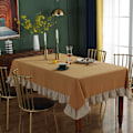 Miniatyrbillede 6 af 11: Flæse Syning Bomuldsstof Duge Vaskbar Dug til Bryllupsfest Spisning Banket Dekoration Luksuriøs Duge Rust beige ruffles 140x240cm