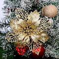 Miniatyrbillede 4 af 11: 5 stk. Glitter Kunstige Juleblomster Juletræspynt til Hjemmet Falske Blomster Julepynt Nytårsdekoration Red 9cm