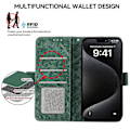 Miniatyrbild 4 av 4: ABEEL Frostat Magnetiskt RFID Läder Telefonfodral Green For Motorola Edge 60 Fusion