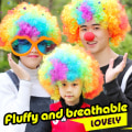 Miniatyrbild 3 av 11: Rolig clownperuk med mössa Fans explosiv huvudperuk dansbar bröllopsfest klänning performance rekvisita peruk Rolig fluffig Orange