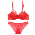 Miniatyrbillede 1 af 4: Varsbaby Damer Sexet Letvægts Gennemsigtig Mesh Voksen BH Trusser Sæt Red 34C