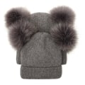 Miniatyrbillede 4 af 9: Vinterstrikket hue til børn og kvinder uldhue par fluffy bold hue vinterhue ensfarvet med pels mor og baby forældre-barn hue #3 beige S code (0-4 years old)