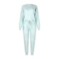 Miniatyrbild 3 av 4: Fashion Stjärnmönster Långärmad Topp Byxor Dam Hem Sovkläder Pyjamas Set Light green M