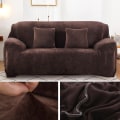 Miniatyrbilde 1 av 9: Fløyelsmykt tykt sofatrekk All-inclusive elastisk seksjonssofatrekk for stue Sjeselong L-formede hjørnetrekk -coffee 2-seater(145-185cm)