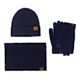 Miniatyrbild 1 av 11: Vintermössa Halsduk Handskar Tredelat Set Fleecefodrad Pekskärm Utomhus Kallt Väderskydd Förtjockad Stickad Navy blue three-piece set