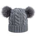 Pikkukuva 1 / 8: Uusi lämmin värikäs turkispallo aikuisten neulottu pipo syksyyn ja talveen naisille Gray Adult average size