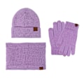 Miniatyrbild 11 av 11: Vintermössa Halsduk Handskar Tredelat Set Fleecefodrad Pekskärm Utomhus Kallt Väderskydd Förtjockad Stickad Khaki three-piece set