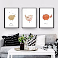 Pikkukuva 1 / 4: Wekity Word Meets Animals 4 Seinätaide Kangasjuliste, Yksinkertainen Luova Akvarellitaide Piirustus Sisustus Kotiin Olohuoneeseen Makuuhuoneeseen Toimistoon ja Lapsille