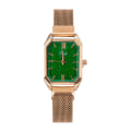 Miniatyrbillede 5 af 8: Lazy Watch Simpelt Quartz Ur Påfuglegrøn Milan Lænke Firkantet Ur til Kvinder Brushed Roman red
