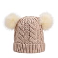Pikkukuva 1 / 8: Uusi lämmin värikäs turkispallo aikuisten neulottu pipo syksyyn ja talveen naisille Beige Adult average size